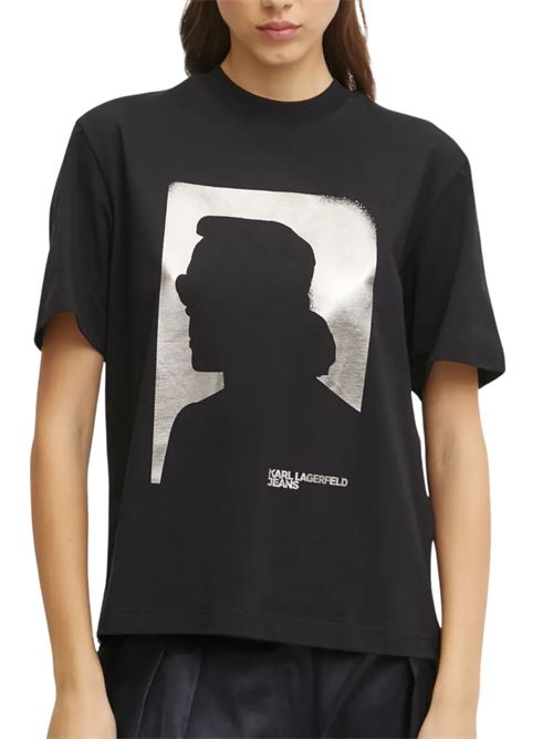 T-shirt donna nera in cotone Karl Lagerfeld jeans | A1W17032999